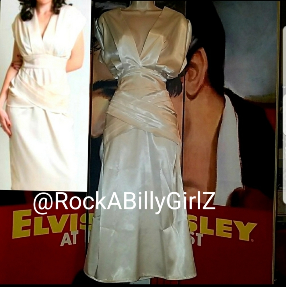 Queen of HeartZ Ruca Vintage 1940's Hollywood Starlet Ivory Pearl Pencil Dress